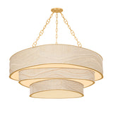 Delphina Three-Tier Chandelier 52", Gold Leaf and Natural Rope
