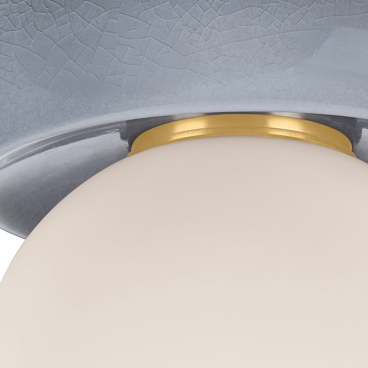 Coburn Flush Mount 9", Light Blue Crackle and Opal Glass