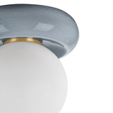 Coburn Flush Mount 9", Light Blue Crackle and Opal Glass