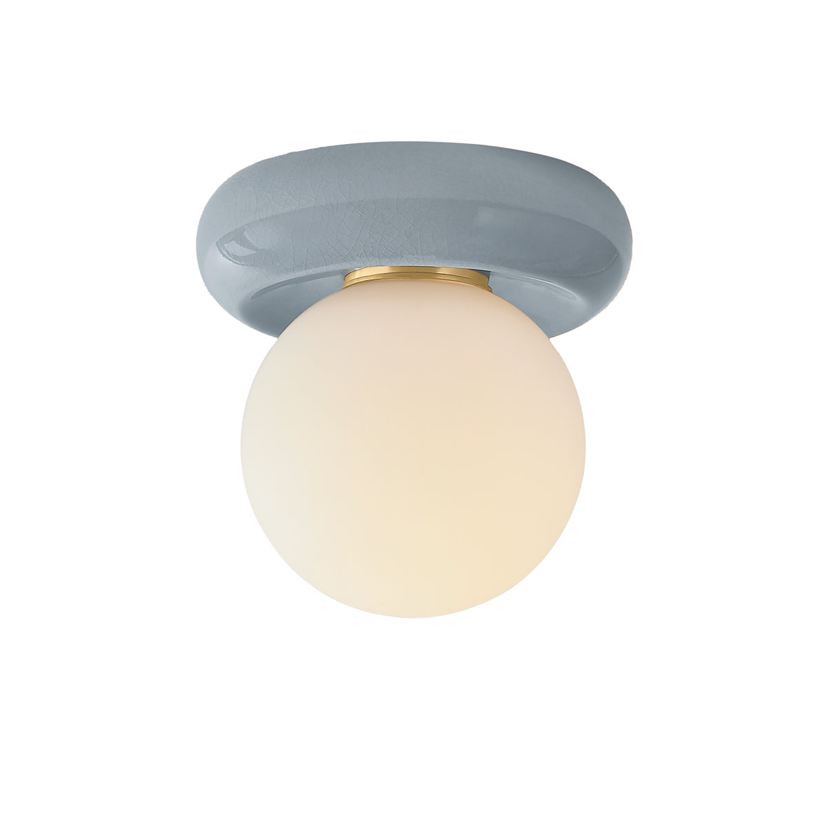Coburn Flush Mount 9", Light Blue Crackle and Opal Glass