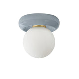 Coburn Flush Mount 9", Light Blue Crackle and Opal Glass