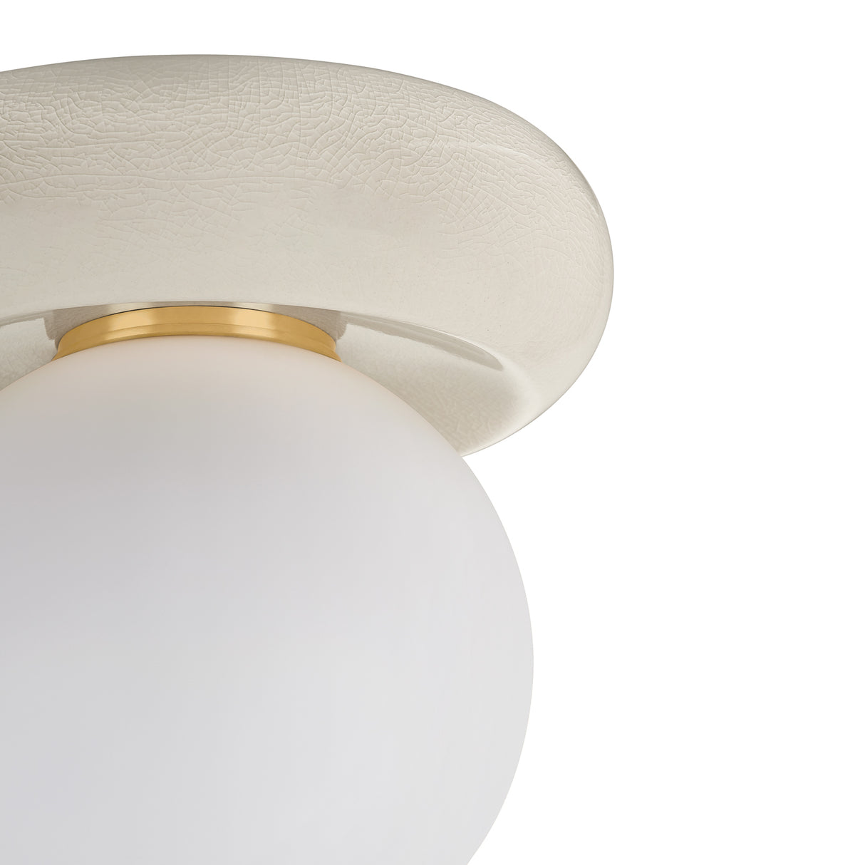 Coburn Flush Mount 9", Off-White Crackle and Opal Glass