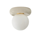 Coburn Flush Mount 9", Off-White Crackle and Opal Glass