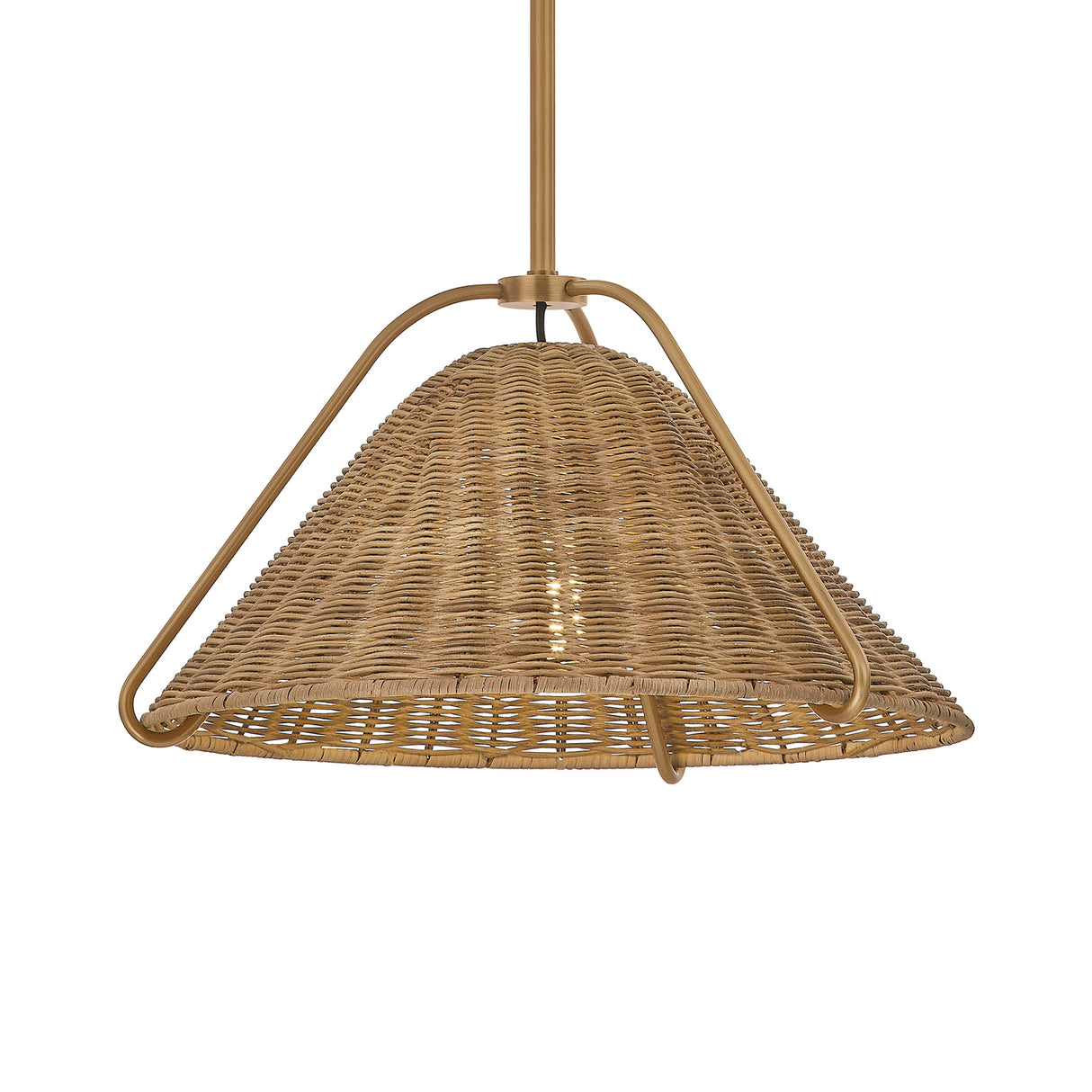 Gwenneth Medium Pendant 17", Patina Brass and Rattan