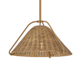 Gwenneth Medium Pendant 17", Patina Brass and Rattan