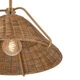 Gwenneth Medium Pendant 17", Patina Brass and Rattan
