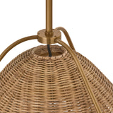 Gwenneth Medium Pendant 17", Patina Brass and Rattan