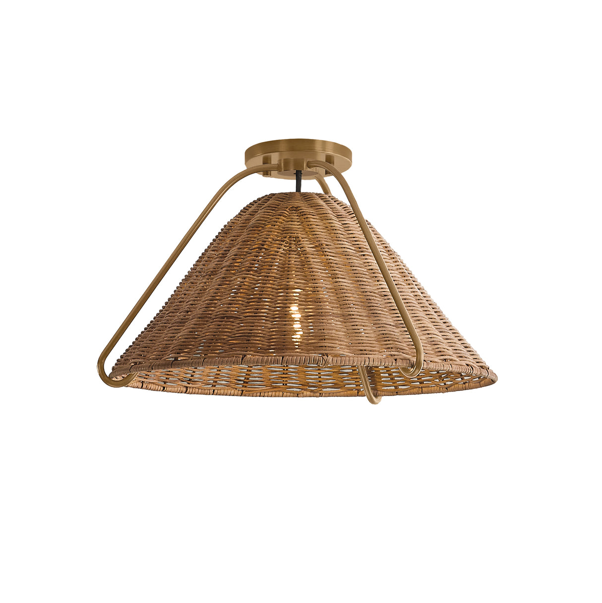Gwenneth Medium Pendant 17", Patina Brass and Rattan