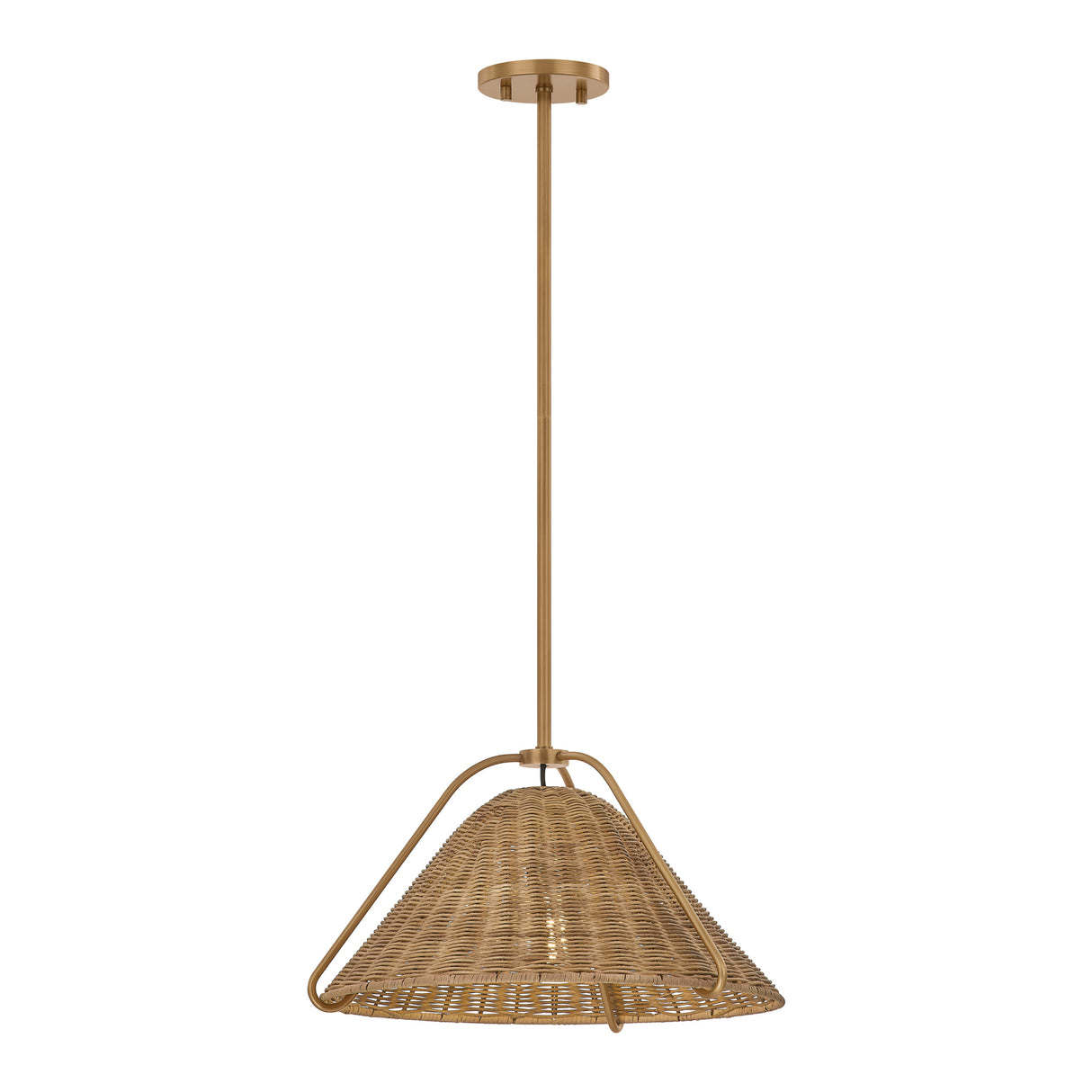 Gwenneth Medium Pendant 17", Patina Brass and Rattan