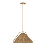 Gwenneth Medium Pendant 17", Patina Brass and Rattan