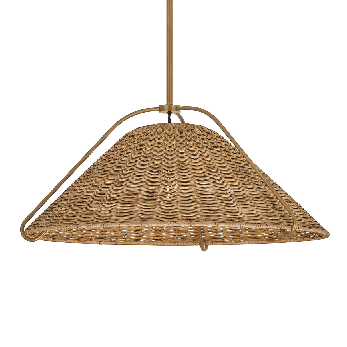 Gwenneth Large Pendant 25", Patina Brass and Rattan