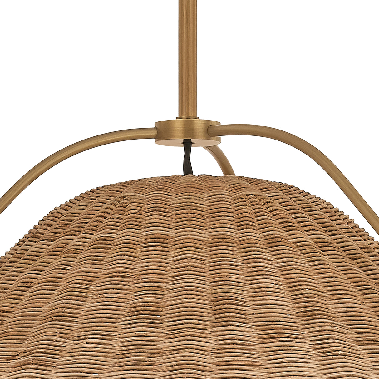Gwenneth Large Pendant 25", Patina Brass and Rattan