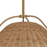Gwenneth Large Pendant 25", Patina Brass and Rattan
