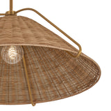 Gwenneth Large Pendant 25", Patina Brass and Rattan