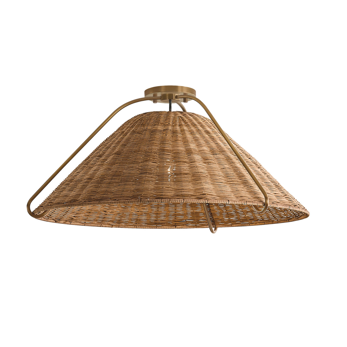 Gwenneth Large Pendant 25", Patina Brass and Rattan