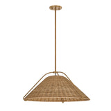 Gwenneth Large Pendant 25", Patina Brass and Rattan