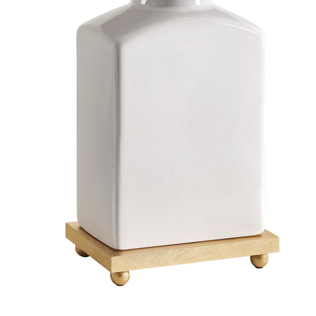 Hallie Table Lamp 17", White Glaze with White Shade