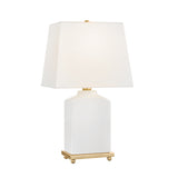 Hallie Table Lamp 17", White Glaze with White Shade