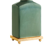 Hallie Table Lamp 17", Jade Glaze with White Shade