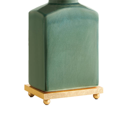 Hallie Table Lamp 17", Jade Glaze with White Shade