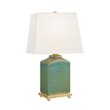 Hallie Table Lamp 17", Jade Glaze with White Shade