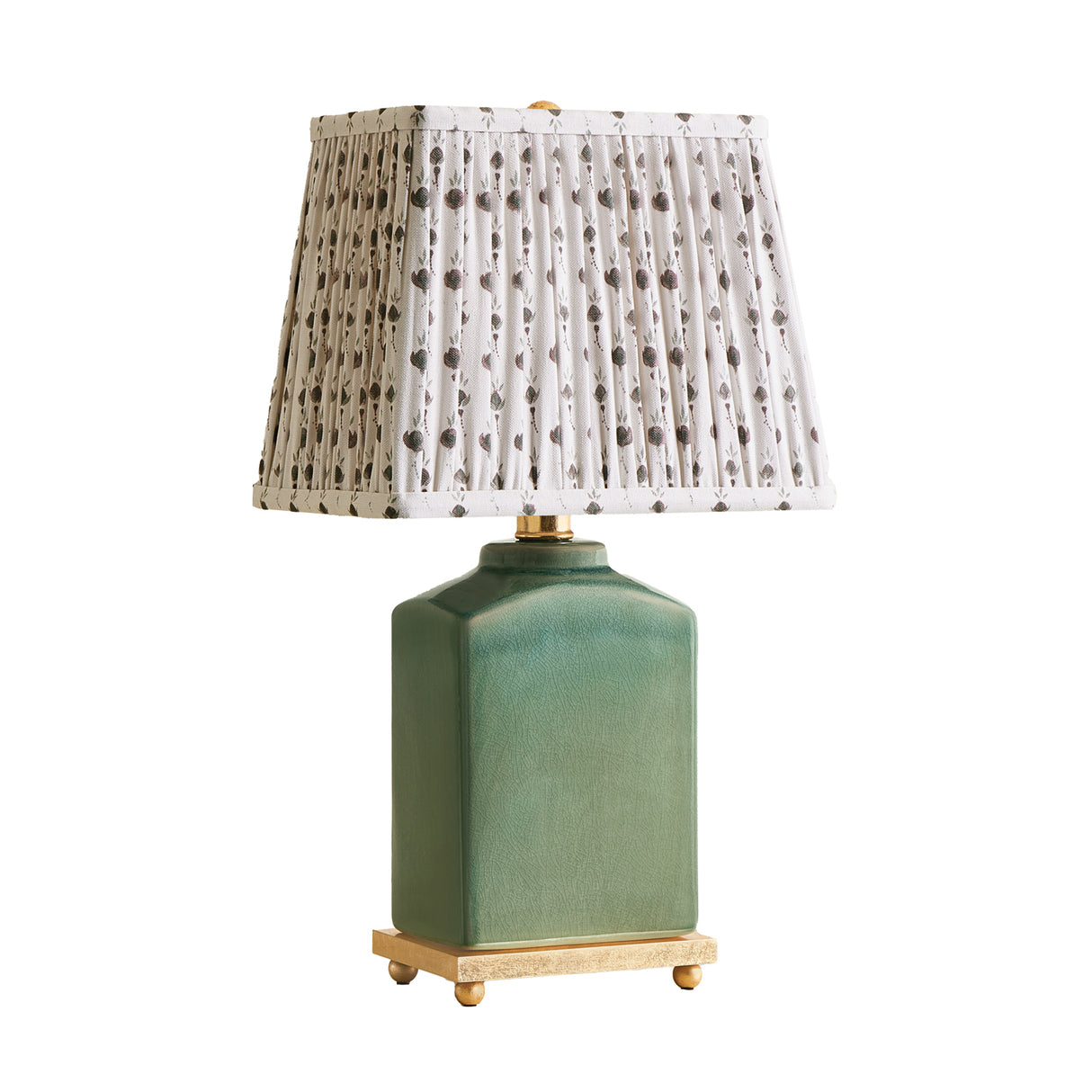 Hallie Table Lamp 17", Jade Glaze with Primrose Printed Shade