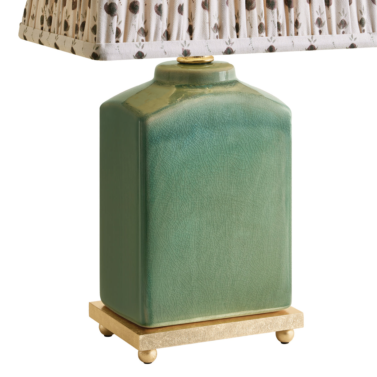 Hallie Table Lamp 17", Jade Glaze with Primrose Printed Shade