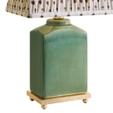 Hallie Table Lamp 17", Jade Glaze with Primrose Printed Shade