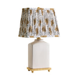 Hallie Table Lamp 17", White Glaze with Bloom Printed Shade