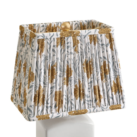Hallie Table Lamp 17", White Glaze with Golden Bloom Printed Shade