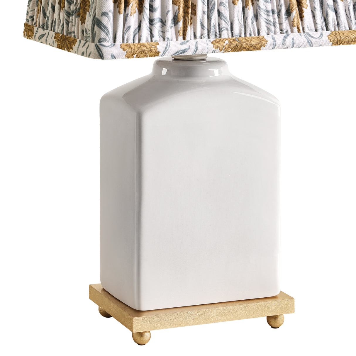 Hallie Table Lamp 17", White Glaze with Bloom Printed Shade
