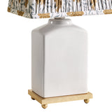 Hallie Table Lamp 17", White Glaze with Bloom Printed Shade