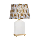 Hallie Table Lamp 17", White Glaze with Bloom Printed Shade