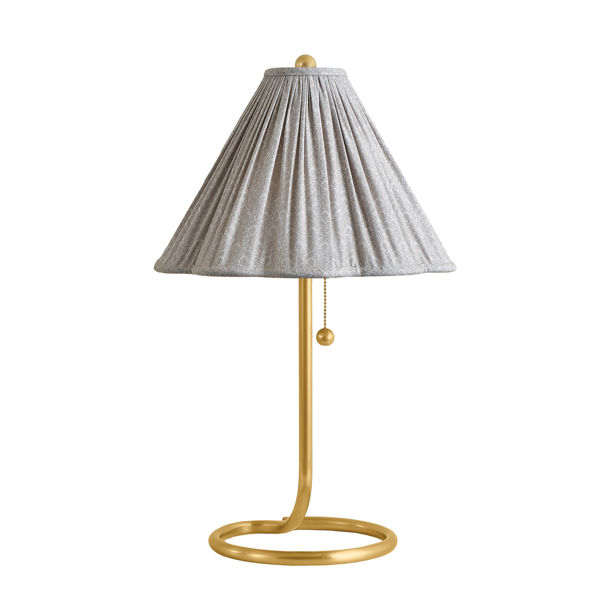 Nina Table Lamp 23", Aged Brass with Taupe Printed Shade