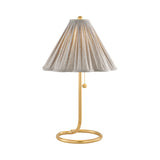Nina Table Lamp 23", Aged Brass with Taupe Printed Shade