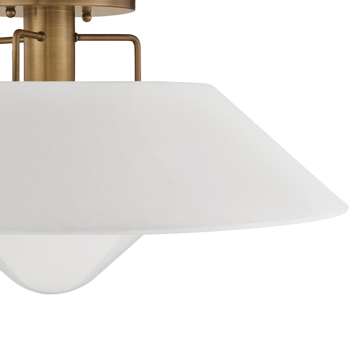 Rey Large Semi-Flush Mount 21", White and Patina Brass