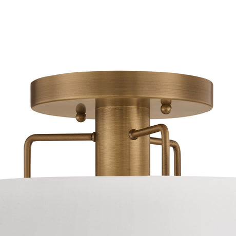 Rey Large Semi-Flush Mount 21", White and Patina Brass