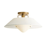 Rey Large Semi-Flush Mount 21", White and Patina Brass