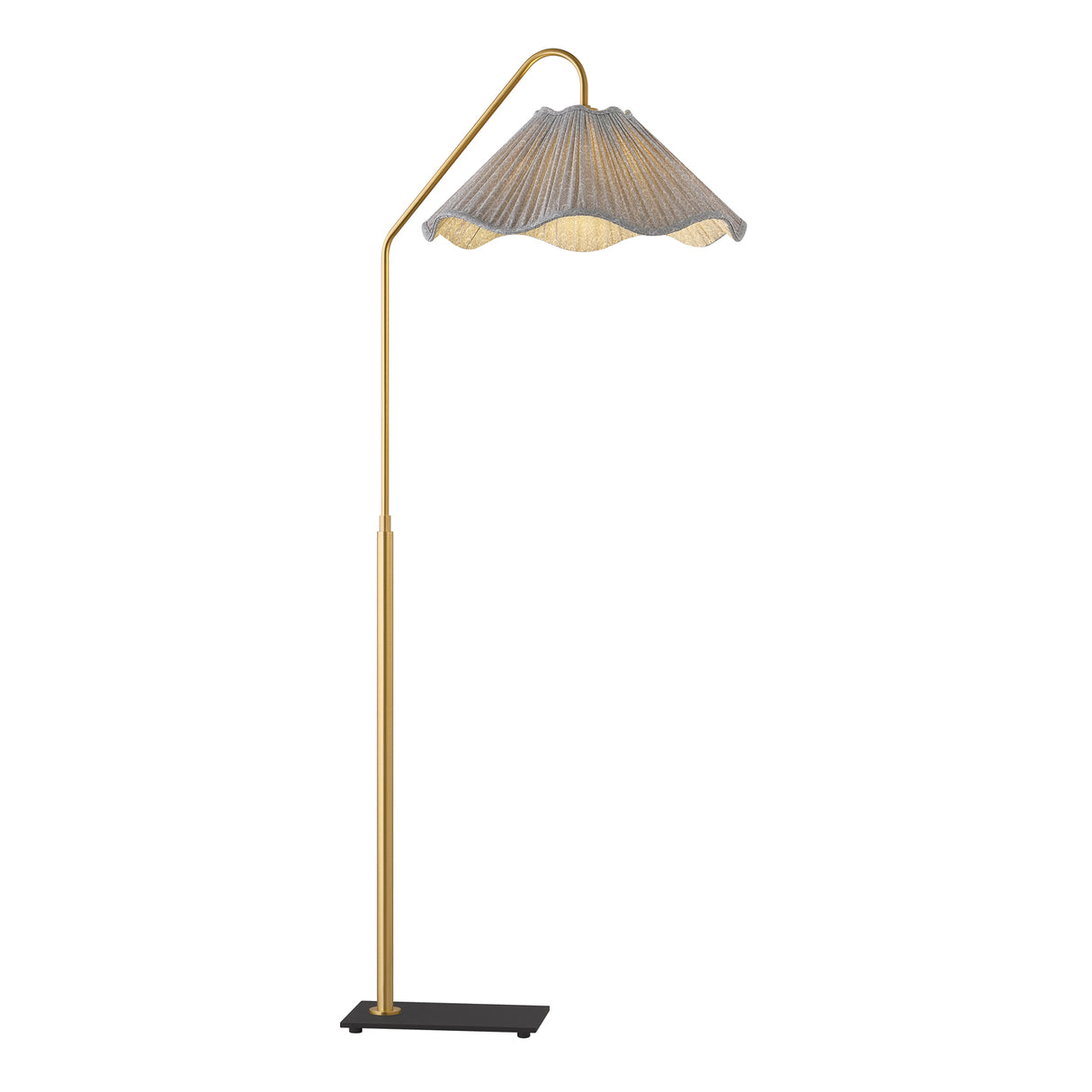 Fiona Floor Lamp 60", Aged Brass and Taupe Printed Shade