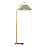 Fiona Floor Lamp 60", Aged Brass and Taupe Printed Shade