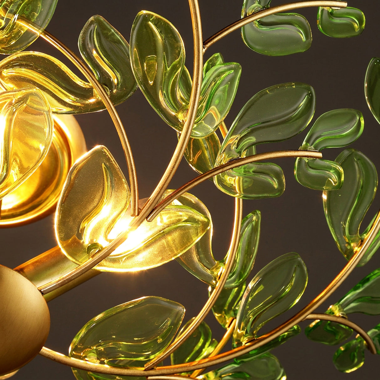 Esme Semi-Flush 22", Soft Brass and Green Glass