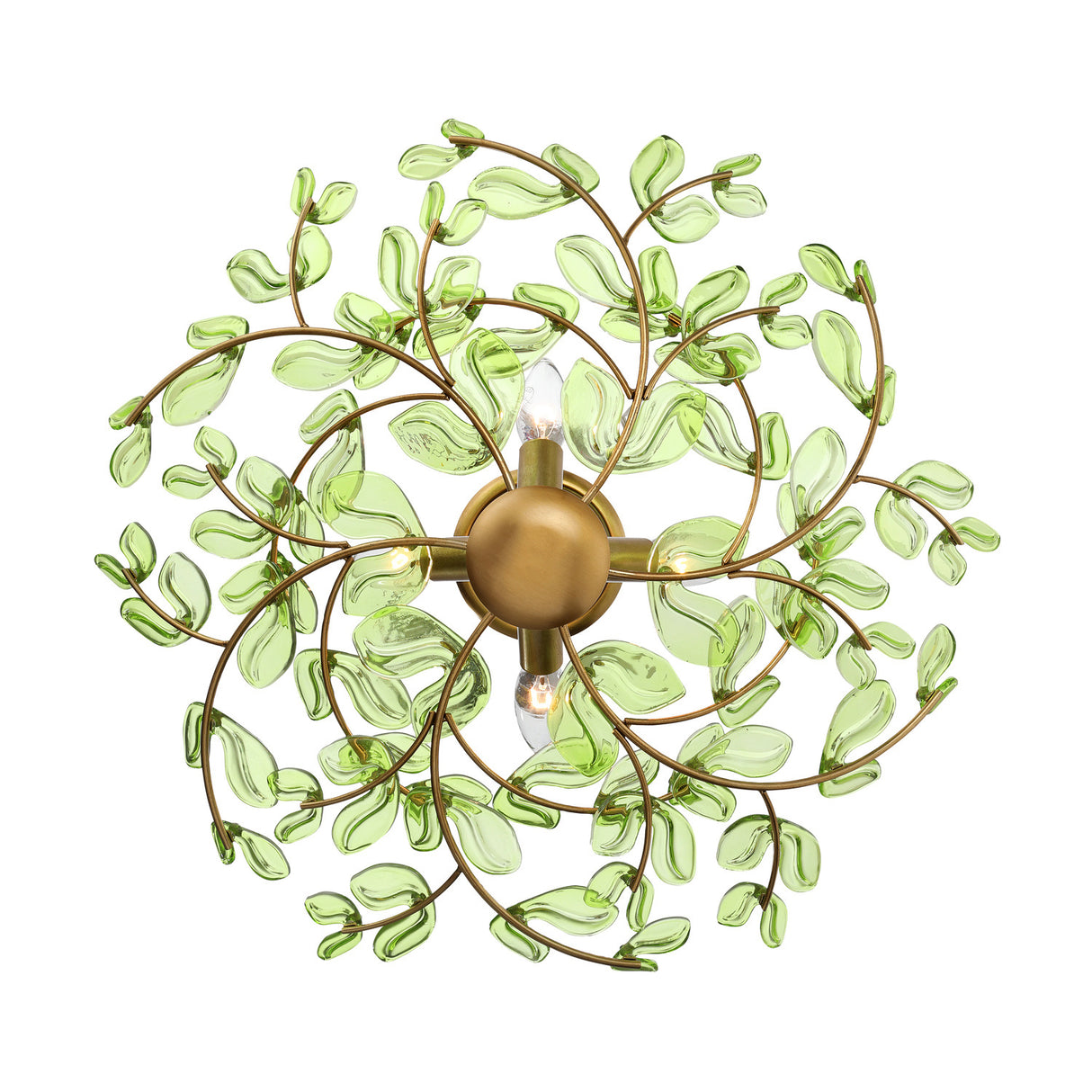 Esme Semi-Flush 22", Soft Brass and Green Glass