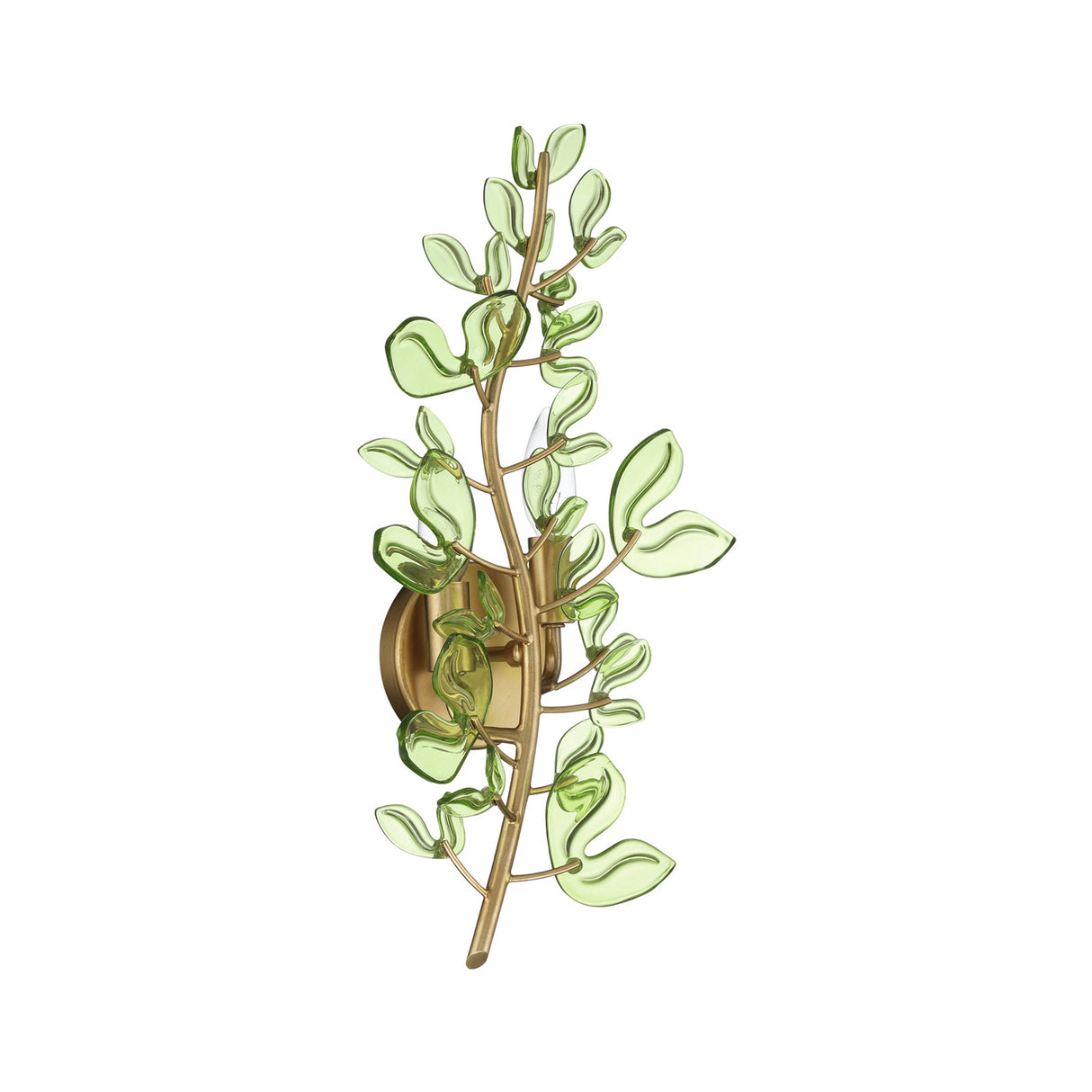 Esme Wall Sconce 19", Soft Brass and Green Glass