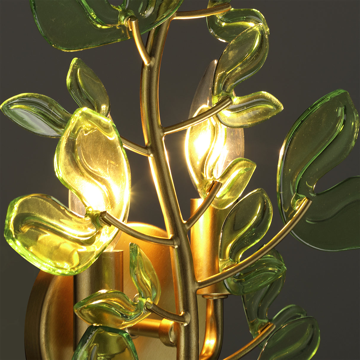Esme Wall Sconce 24", Soft Brass and Green Glass