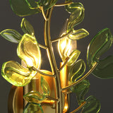 Esme Wall Sconce 24", Soft Brass and Green Glass