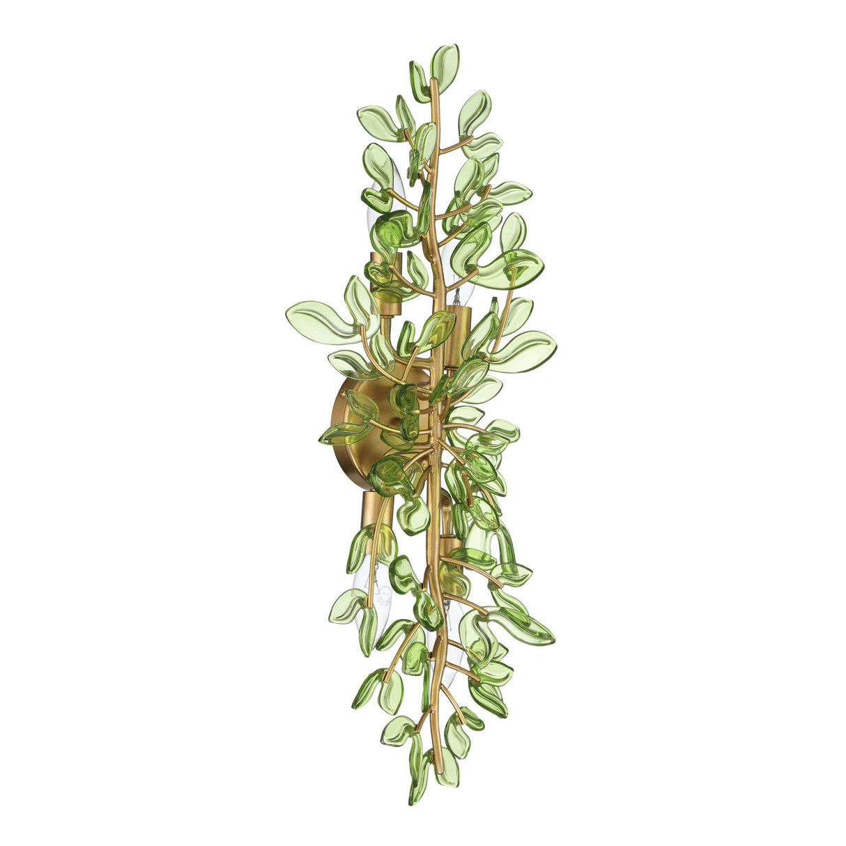 Esme Wall Sconce 24", Soft Brass and Green Glass