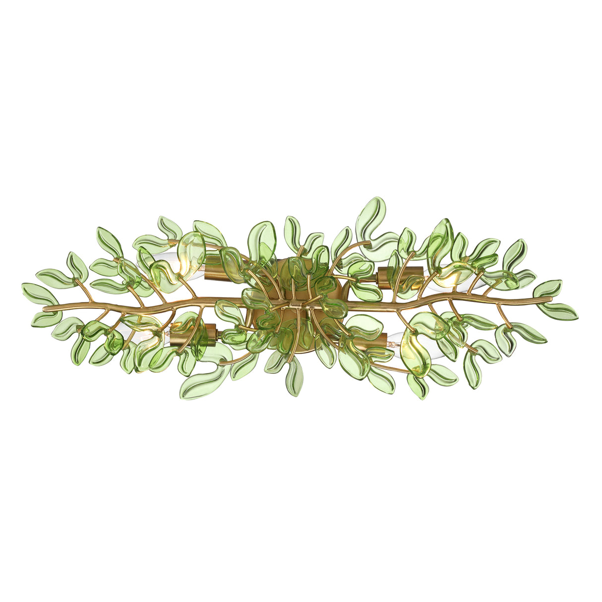 Esme Wall Sconce 24", Soft Brass and Green Glass