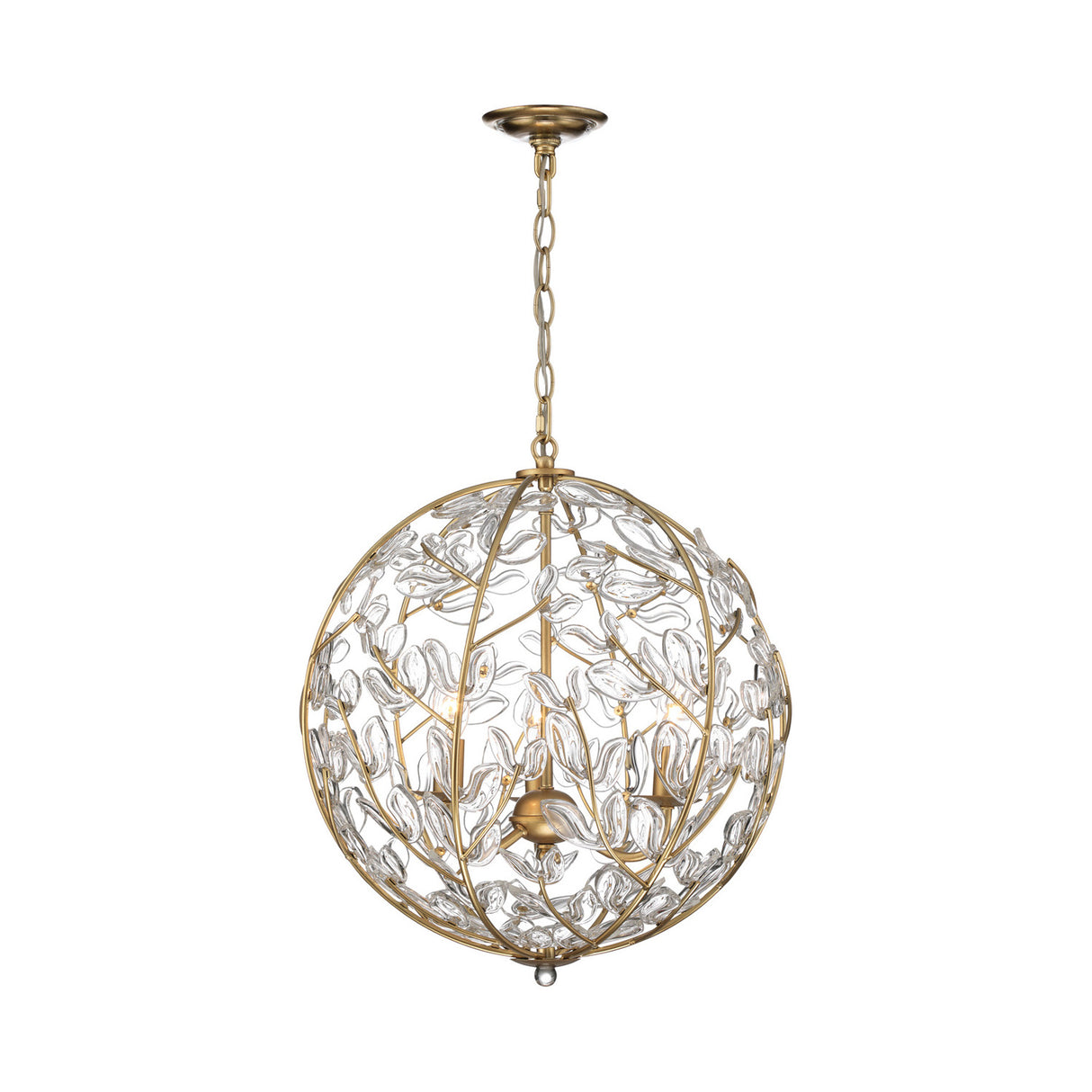 Esme Pendant 17", Soft Brass and Clear Glass