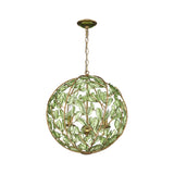 Esme Pendant 17", Soft Brass and Green Glass