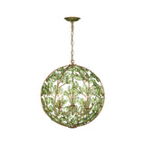 Esme Pendant 17", Soft Brass and Green Glass